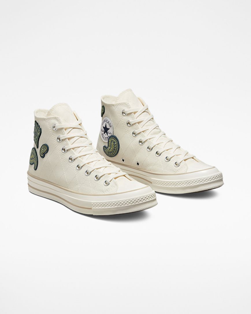 Dámské Boty Vysoké Converse Chuck 70 Crafted Patches Béžový Tmavě Blankyt Zelene | CZ ECRS65